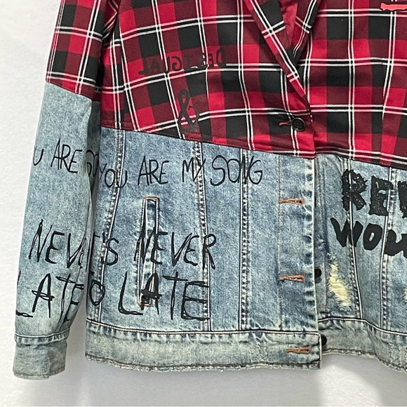 Desigual Red and Black Plaid Blazer - Picture 4 of 11